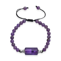 African Amethyst 70.00 ctw Beaded Bracelet in Silvertone (6-8.5In)