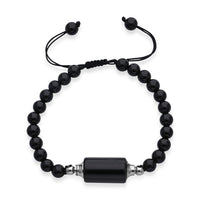 Black Obsidian 70.00 ctw Beaded Bracelet in Silvertone (6-8.5In)