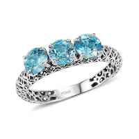 950 Palladium AAA Cambodian Blue Zircon Ring (Size 9.0) 3.15 ctw