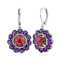 EverTrue Premium Norwegian Thulite and African Amethyst 8.30 ctw Blooming Petal Crown Earrings in Platinum Bond (Ships in 10-12 Days) - Sticky add to cart bar