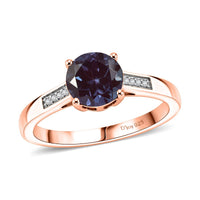 D'Joy Lab Grown Alexandrite and White Zircon 2.20 ctw Ring in 18K Vermeil Rose Gold Over Sterling Silver (Size 6.5)