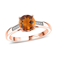 D'Joy Santa Ana Madeira Citrine and White Zircon 1.40 ctw Ring in 18K Vermeil Rose Gold Over Sterling Silver (Size 11.5)