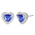 Certified & Appraised D'Joy Premium Tanzanite and Moissanite 2.15 ctw Earrings in Rhodium Over Sterling Silver - Sticky add to cart bar