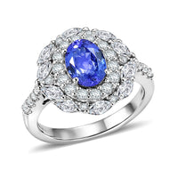 Certified & Appraised D'Joy Premium Tanzanite, Moissanite Ring in Rhodium Over Sterling Silver (Size 10.0) 2.75 ctw