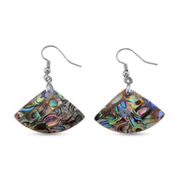 Abalone Shell fish wire Earrings in Silvertone