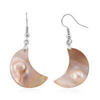 Black Mother of Pearl Earrings in Silvertone