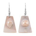 Black Mother of Pearl  Dangle Earrings in Silvertone - Sticky add to cart bar