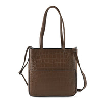 La Marey Dark Grey Crocodile Genuine Leather Crossbody Bag with Adjustable Strap