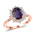 D'Joy Premium Catalina Iolite, White Zircon Ring in 18K Vermeil Rose Gold Over Sterling Silver (Size 10.0) 1.89 ctw - Sticky add to cart bar