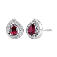 D'Joy Orissa Rose Garnet and White Zircon 0.75 ctw Solitaire Stud Earrings in Rhodium Over Sterling Silver