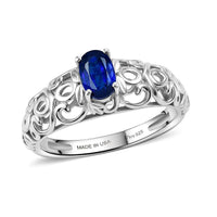 D'Joy Premium Kashmir Kyanite Ring in Rhodium Over Sterling Silver (Size 10) 0.70 ctw