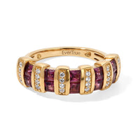 EverTrue Orissa Rhodolite Garnet, White Zircon Band Ring in 18K YG Plated (Size 10.0) 1.60 ctw