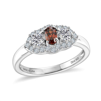 D'Joy AAA Red Zircon, Moissanite Ring in Rhodium Over Sterling Silver (Size 10.0) 0.85 ctw - Product card gallery slide 1 (10178502492473)