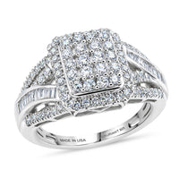 Luxuriant Lab Grown Diamond (G-H, SI) Cocktail Ring in Rhodium Over Sterling Silver 1.00 ctw