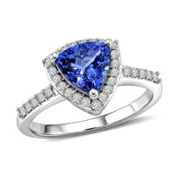 Premium Tanzanite and Lab Grown Diamond G-H SI 1.40 ctw Halo Ring in 10K White Gold (Size 9.5)