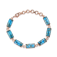EverTrue Chestnut Brine Turquoise Matrix Line Bracelet in 14K RG Over Copper (6.50-8In) 24.65 ctw