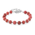 Norwegian Thulite 58.00 ctw and Silvertone Beaded Stretch Bracelet (7-9In) - Sticky add to cart bar