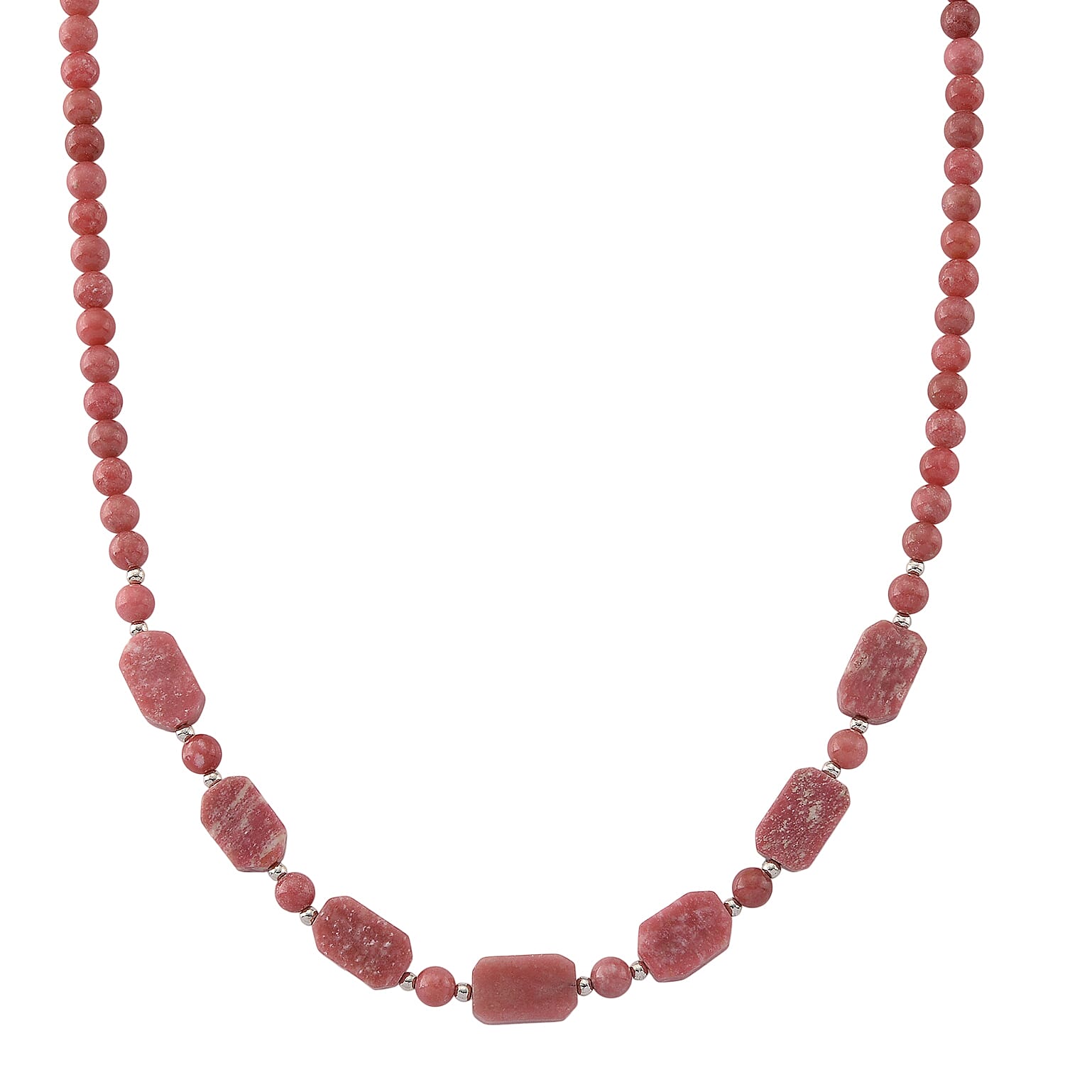 Norwegian Thulite 175.00 ctw Beaded Necklace in Stainless Steel (18-20 Inches)