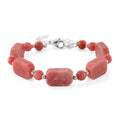 Norwegian Thulite 75.00 ctw Beaded Bracelet in Stainless Steel (7-9In) - Sticky add to cart bar
