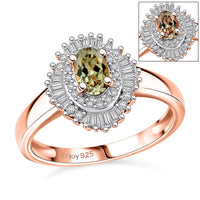D'Joy Ceylon Blue Sapphire and Diamond Ring in 18K Vermeil Rose Gold Over Sterling Silver (Size 10.0) 1.00 ctw