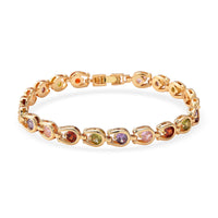 Simulated Multi Color Diamond Bracelet in Goldtone (7.50 In)