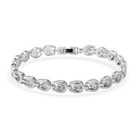 Simulated Diamond Bracelet in Silvertone (7.50 In)