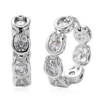Simulated Multi Color Diamond Hoop Earrings in Goldtone