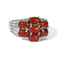EverTrue Red Jade Ring in Platinum Bond (Size 10.0) 4.35 ctw