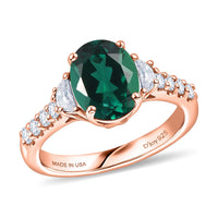 D'Joy Lab Grown Emerald and Moissanite 2.90 ctw Ring in 18K Vermeil Rose Gold Over Sterling Silver