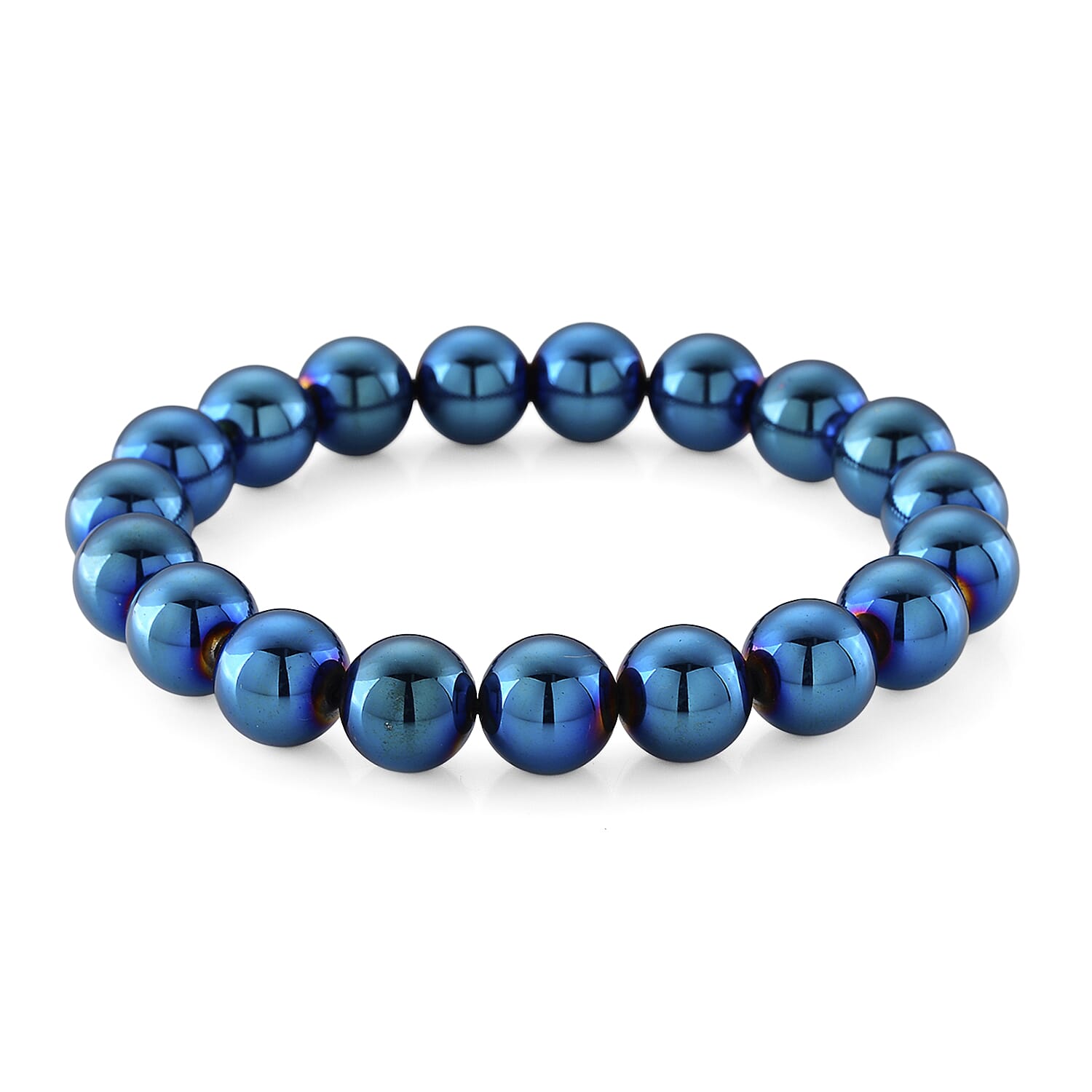 Blue Color Terahertz 10mm Stretch Bracelet 120.00 ctw
