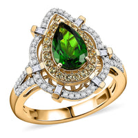 D'Joy Chrome Diopside, Multi Gemstone Ring in 18K Vermeil YG Over Sterling Silver (Size 6.0) 1.90 ctw