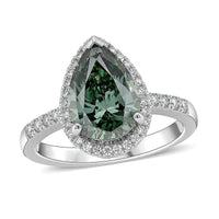 950 Platinum Luxuriant Lab Grown Green Diamond (IR) and Lab Grown Diamond (VS) Green Aurora Drop Ring (Size 6.0) (5.45 g) 2.80 ctw