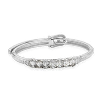 EverTrue Lab Created White Sapphire Bangle Bracelet in Stainless Steel (7.25 In) 7.20 ctw
