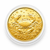 24K Gold Celestial Zodiac Collection - Cancer Embossed Double View Coin Bar 10mg (50mm)