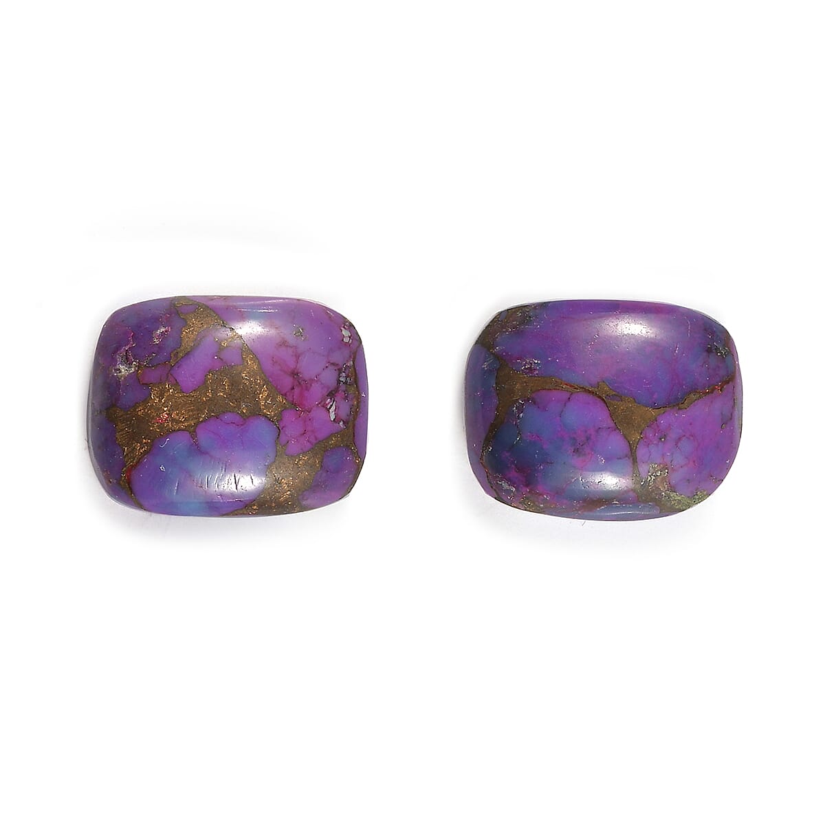 Premium Mojave Purple Turquoise Set of 2 (Cush 10x8 mm) 6.51 ctw