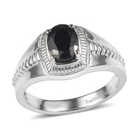 EverTrue Midnight Sapphire 1.75 ctw Men's Ring in Stainless Steel (Size 10.0)