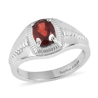 EverTrue Mozambique Garnet Saddle Ring in Stainless Steel (Size 10.0) 1.50 ctw