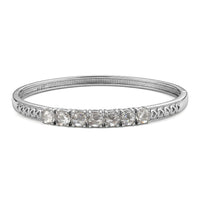 EverTrue Simulated Amethyst Color Diamond Bangle Bracelet in Stainless Steel (6.50 In) 14.15 ctw