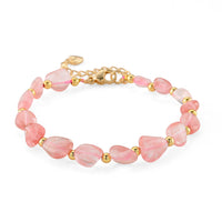 Cherry Quartz Beaded Bracelet in Silvertone (6.5-8In) 25.00 ctw