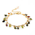 White Freshwater Pearl and Multi Tourmaline 12.00 ctw Beaded Bracelet in Goldtone (6.5-8In) - Sticky add to cart bar
