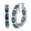 D'Joy Certified London Blue Topaz and Moissanite 15.35 ctw Earrings in Rhodium Over Sterling Silver - Sticky add to cart bar