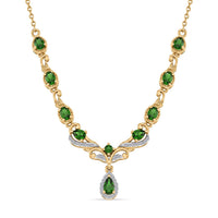 D'Joy Chrome Diopside and Moissanite 1.90 ctw Whispering Garden Necklace in 18K Vermeil Yellow Gold Over Sterling Silver 18-20 Inches (Ships in 3-5 Days)