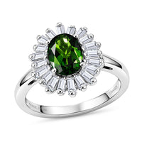 D'Joy Chrome Diopside, Moissanite Ring in Rhodium Over Sterling Silver (Size 10.0) 1.90 ctw