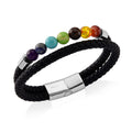 Multi Gemstone 45.00 ctw Beaded Bracelet in Stainless Steel (8.50 In) - Sticky add to cart bar