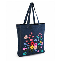 La Marey Blue Embroidered Denim Tote Bag