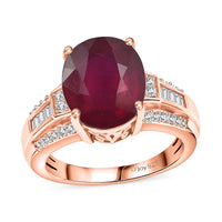 D'Joy Rainbow Moonstone and White Zircon 5.10 ctw Ring in 18K Vermeil Rose Gold Over Sterling Silver (Size 10.0)