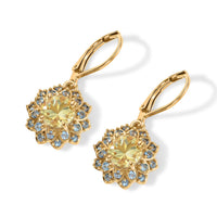 EverTrue Chartreuse Quartz, Signity Pariaba and Ice Blue Topaz Earrings in 18K YG Plated 4.10 ctw