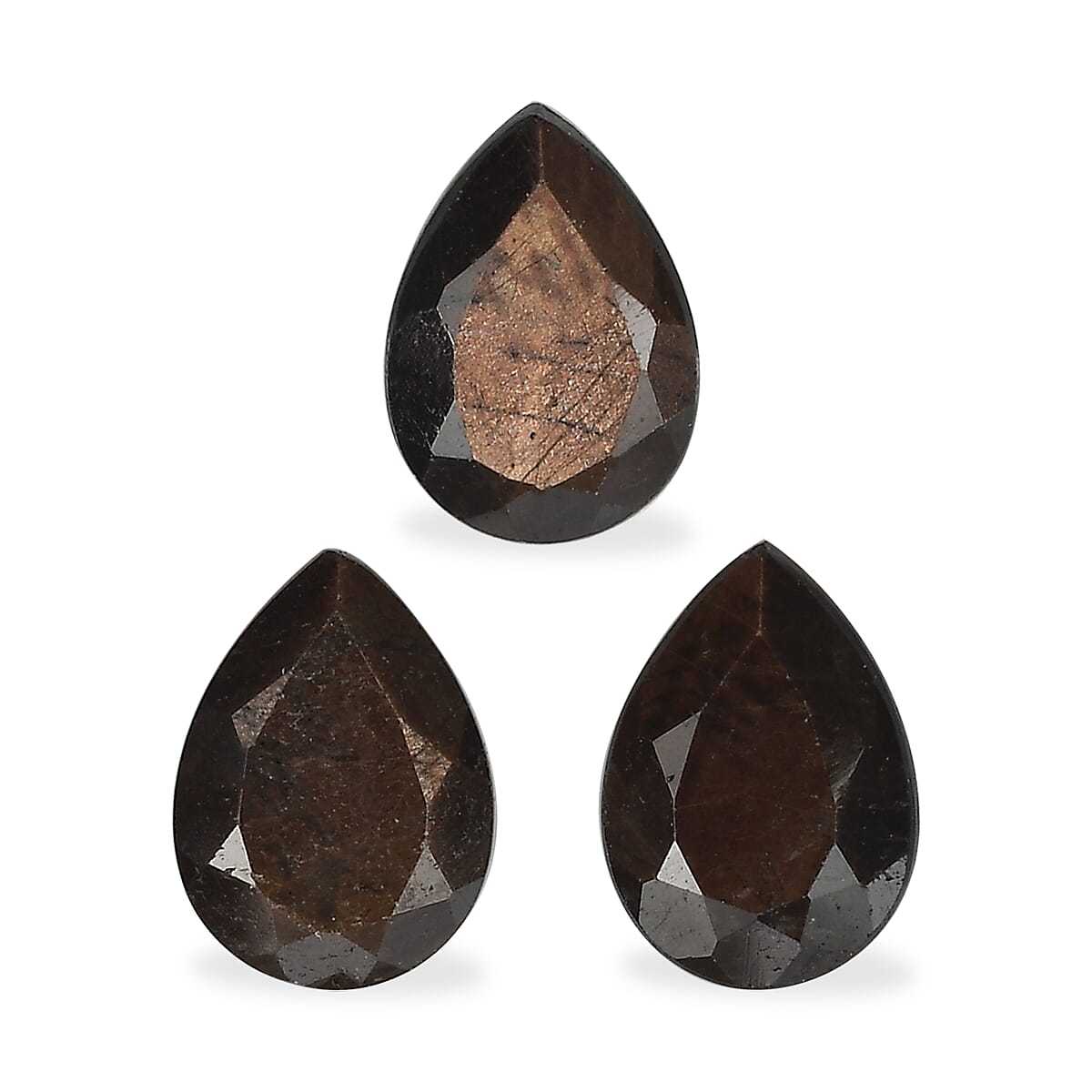 Chocolate Sapphire Set of 3 (Pear 7x5 mm) 2.59 ctw