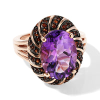 EverTrue Rose De Morocco Amethyst, Mozambique Garnet Ring in 18K RG Plated (Size 10.0) 6.20 ctw