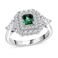 Certified & Appraised D'Joy Premium Arquiana Mint Tourmaline, Moissanite Ring in Rhodium Over Sterling Silver (Size 6.0) 1.58 ctw